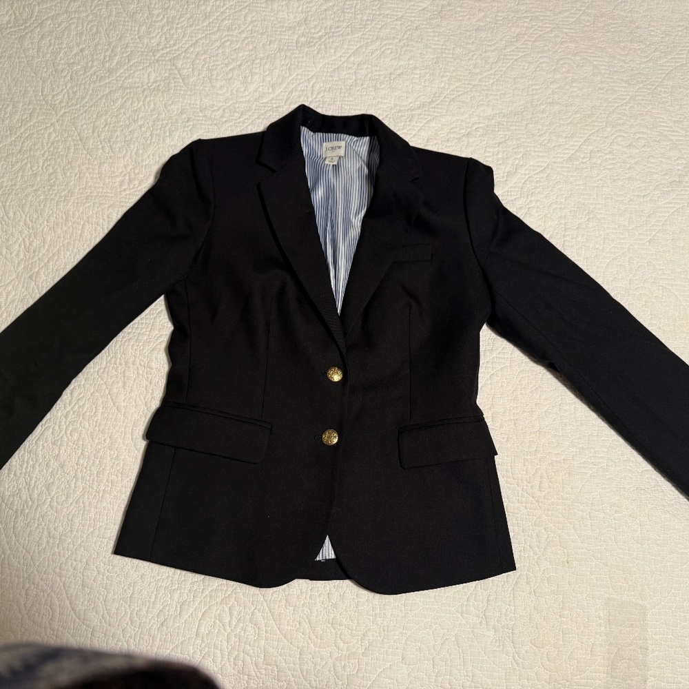 Make Offer:) PERFECT CONDITION- J CREW Schoolboy Blazer- Black- Sz 2- Wool